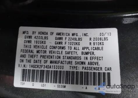 2013 Honda Accord Lx from USA, damaged, VIN 1HGCR2F34DA153000